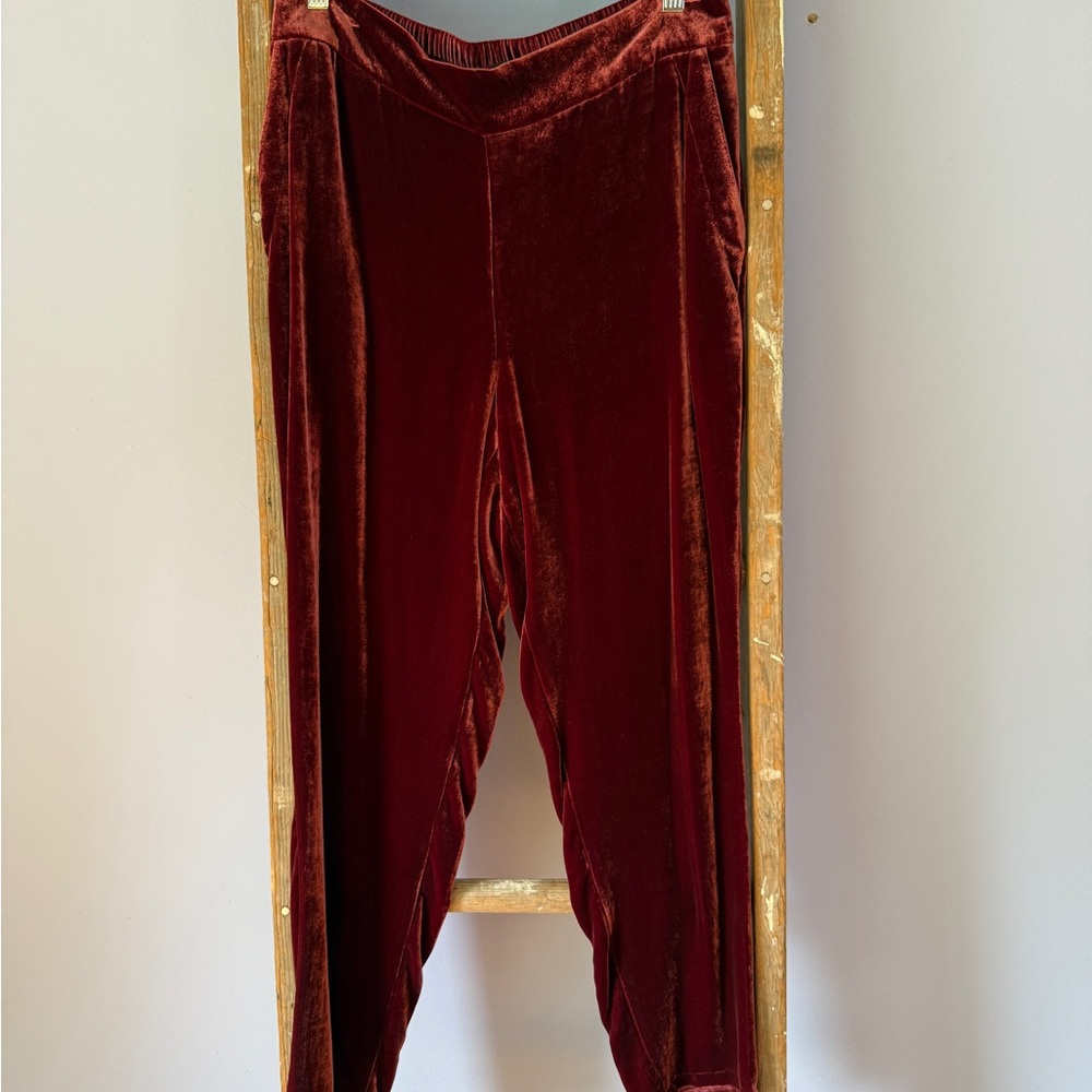 Eileen Fisher Velvet Wine Trousers Petite Small- Gorgeous